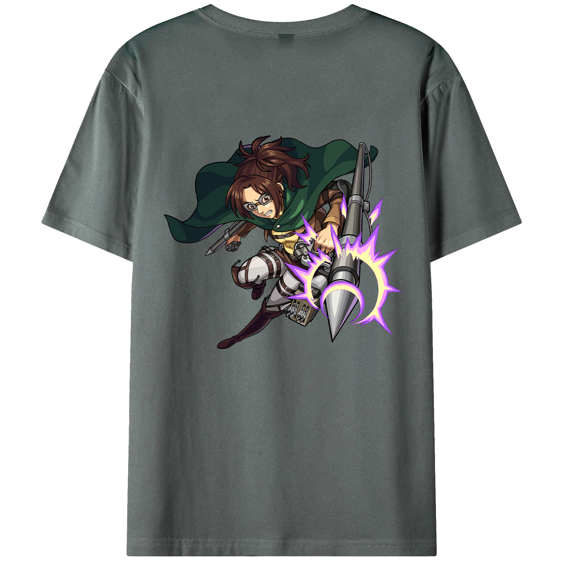 （画像用） 進撃の巨人 ハンジ·ゾエ Attack on Titan Hanji Zoe 綿100％ メンズ半袖Tシャツ（バックプリント） 通気性